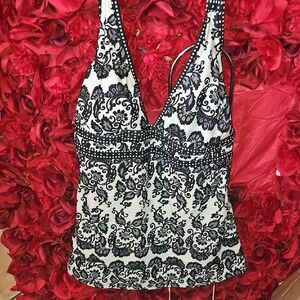 Mossimo Black and White Women's Bathing Suit Top Size Large